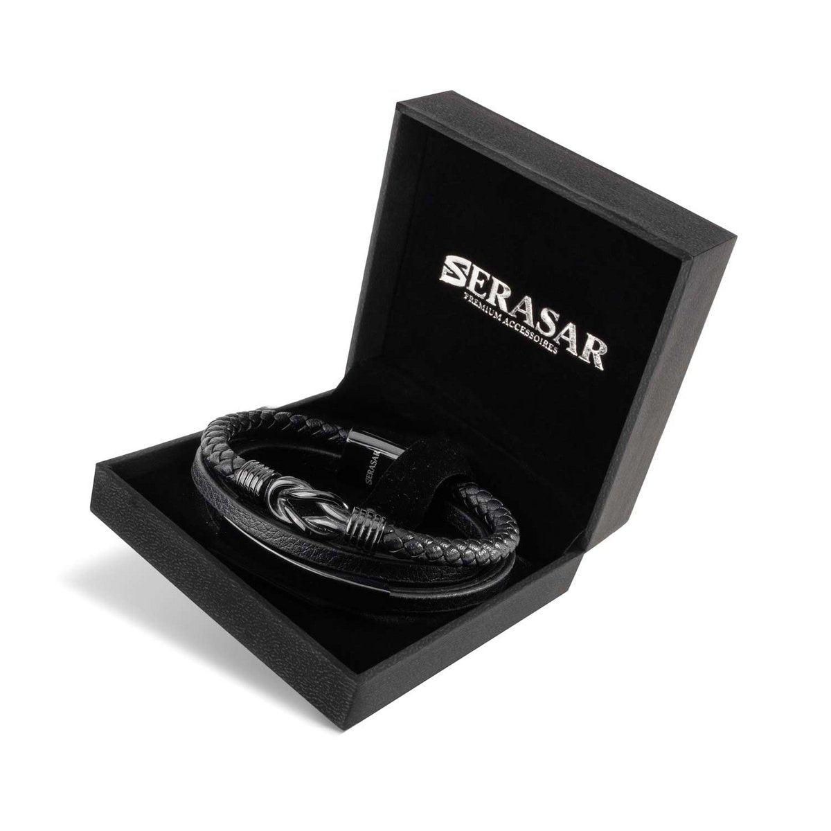 SERASAR Trots Black Leather Bracelet – image 2