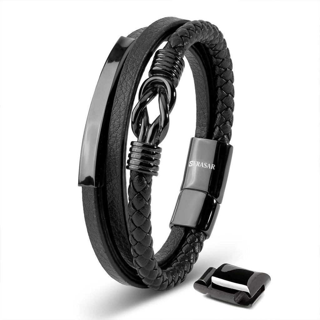 SERASAR Trots Black Leather Bracelet