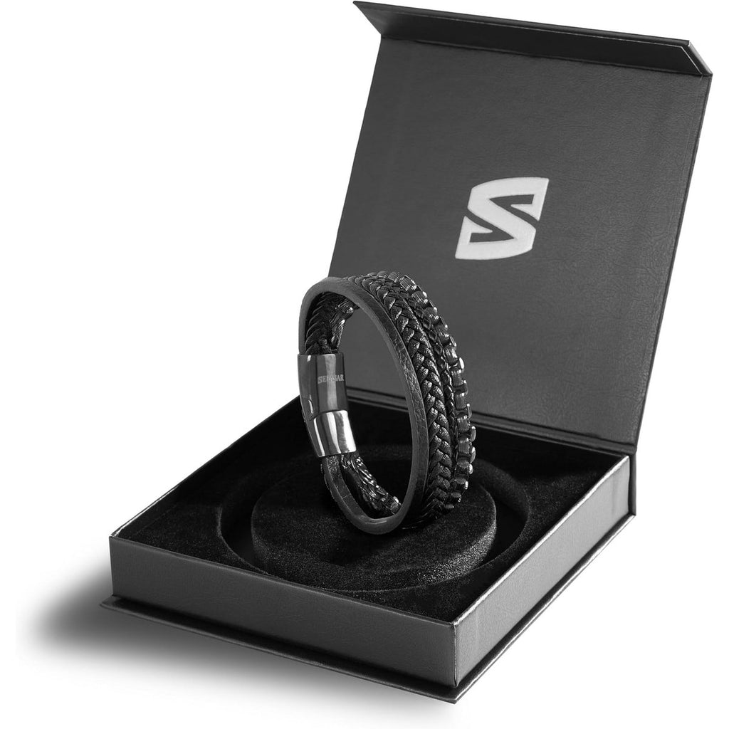 SERASAR Held Black Leather Bracelet – image 3