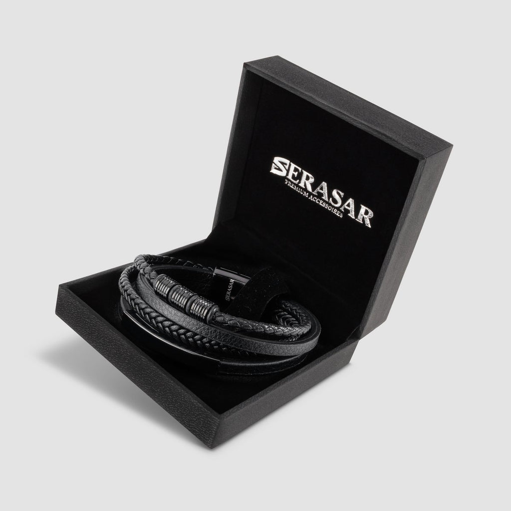 SERASAR Brave Black Leather Bracelet – image 2