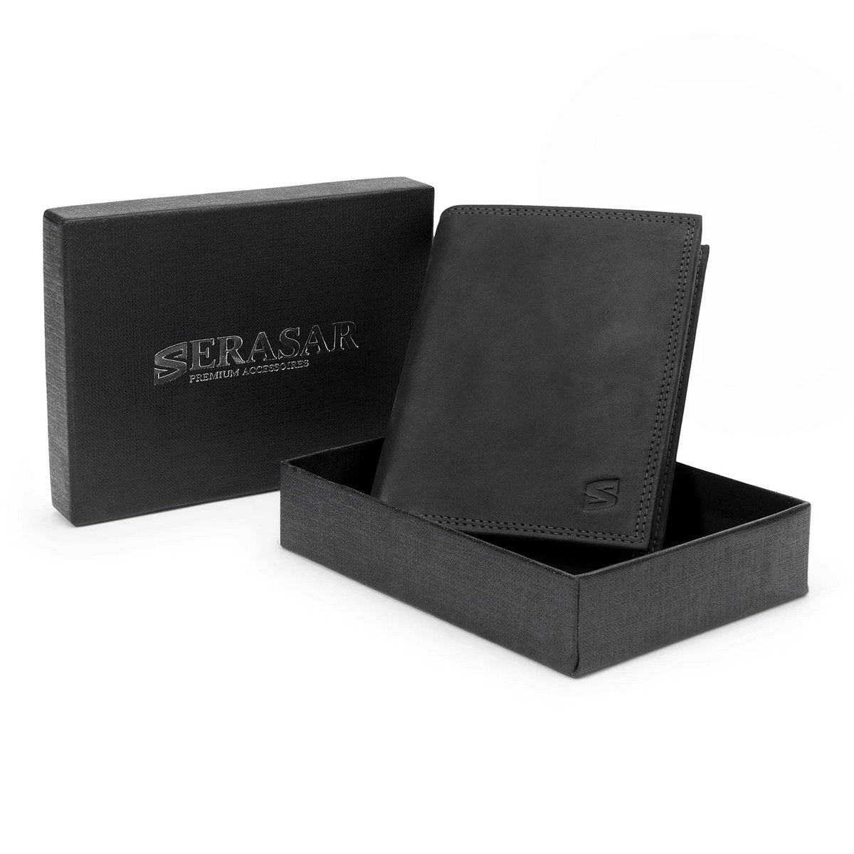 SERASAR Vintage Black Leather RFID Wallet – image 6