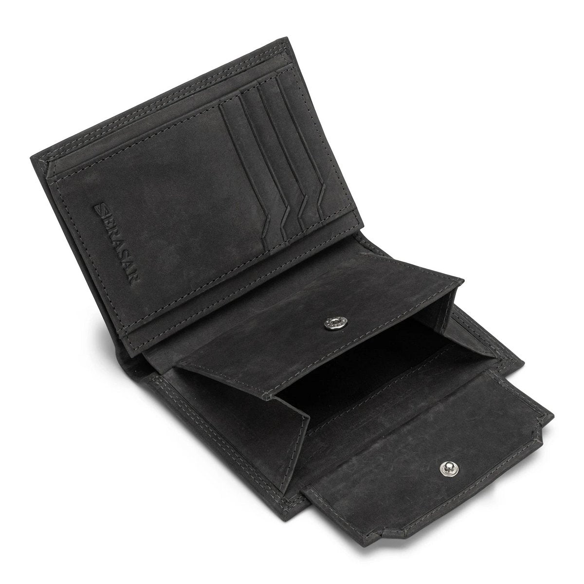 SERASAR Vintage Black Leather RFID Wallet – image 4