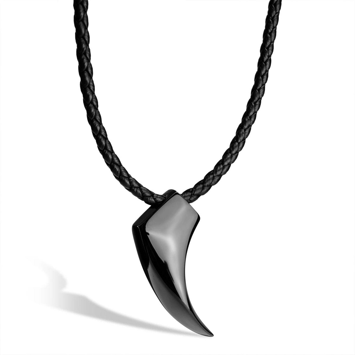 SERASAR Wolf Black Leather Necklace