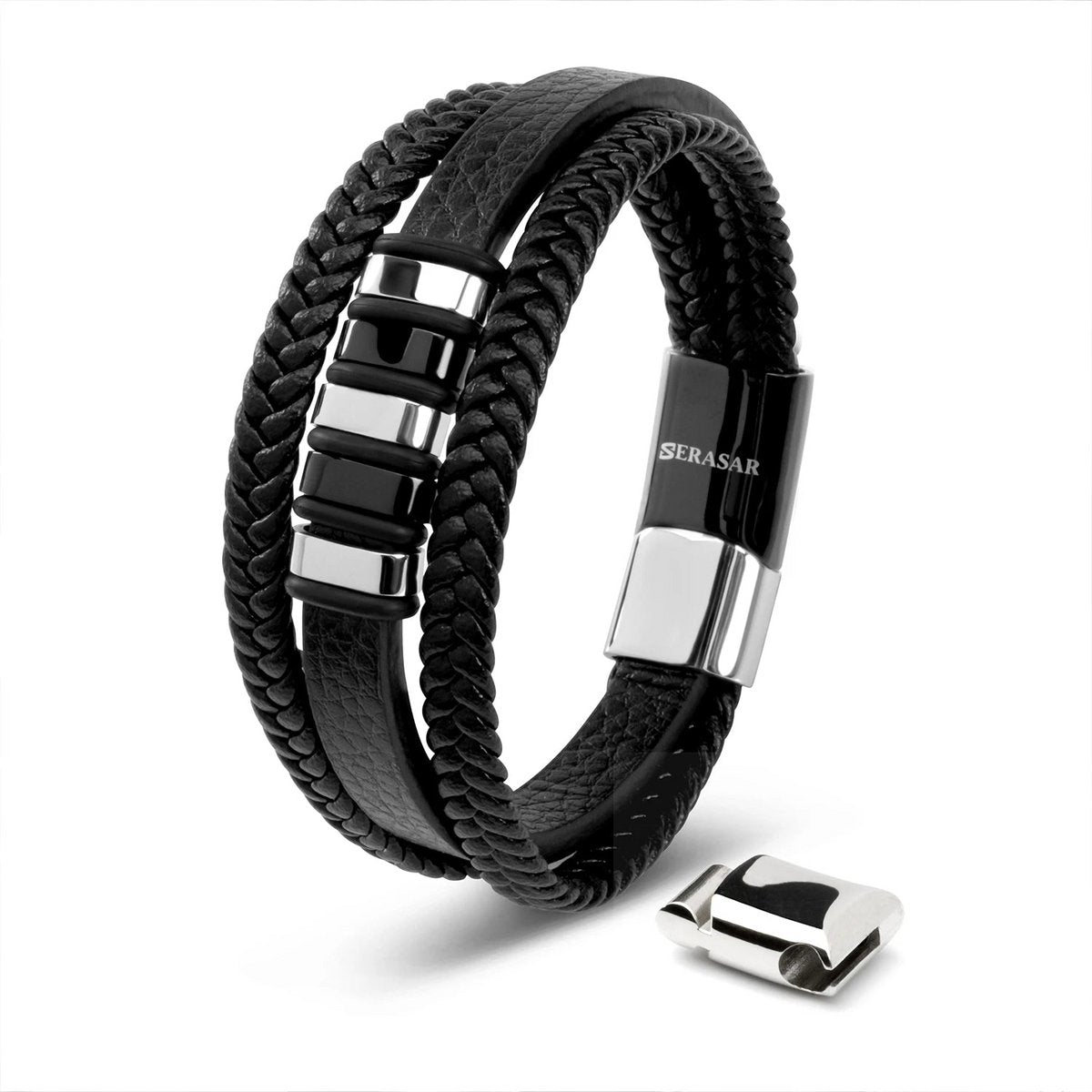 SERASAR Glorie Black Leather Bracelet