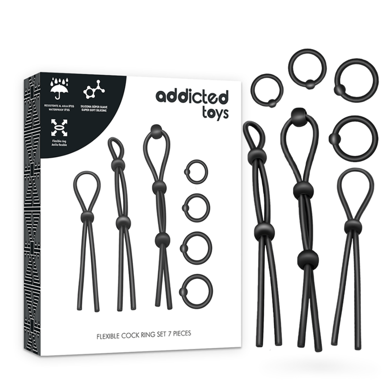 Addicted Toys Flexible Silicone Cock Ring Set – 7 Pieces