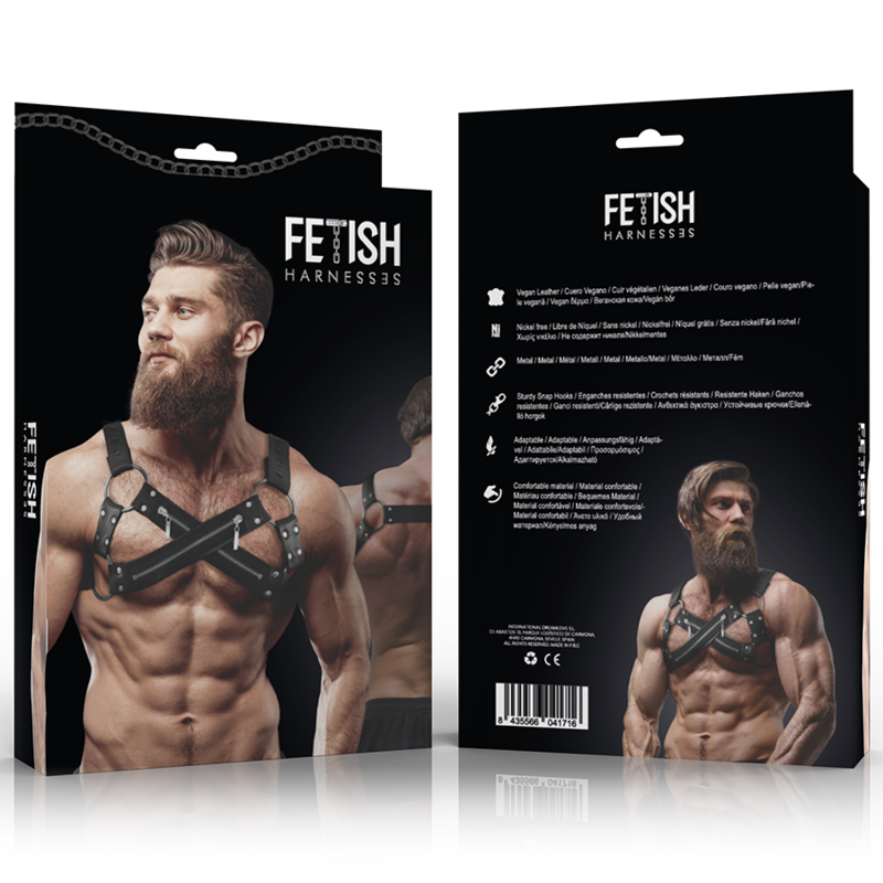 Neoprene Bulldog Harness with Zips – Black – image 2