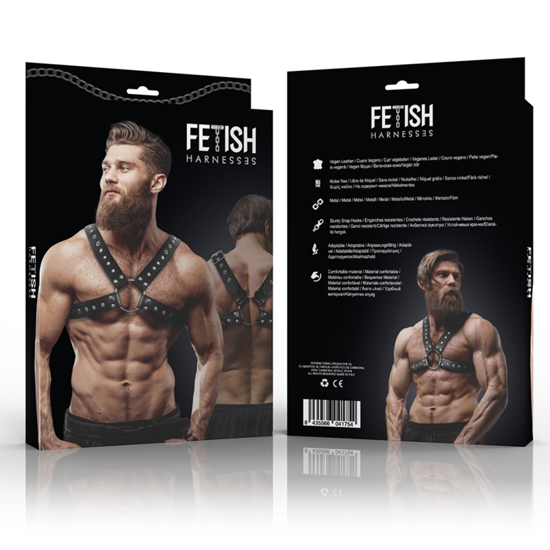 Studded Cross-Chest Vegan Leather Harness – Black – image 2