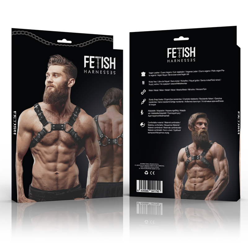 Vegan Leather Bulldog Chest Harness – Black – image 2
