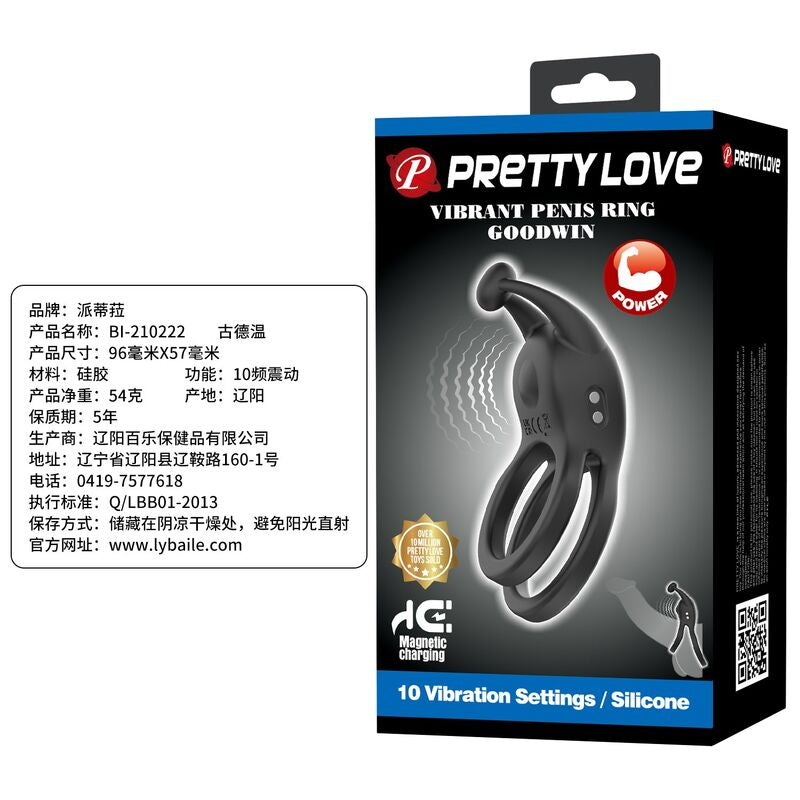 Pretty Love Goodwin Rechargeable Vibrating Cock Ring – Black – image 15